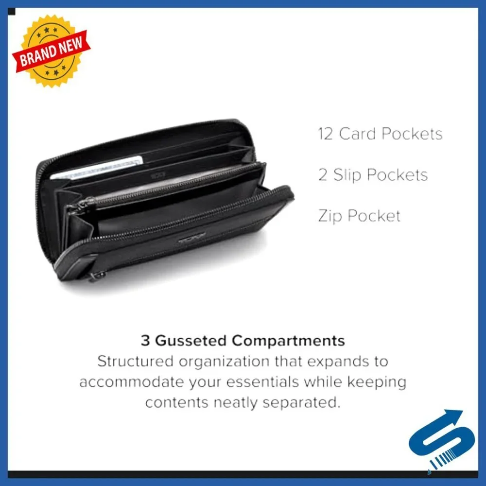 Unisex Zip Around Continental Wallet with 13 Compartments